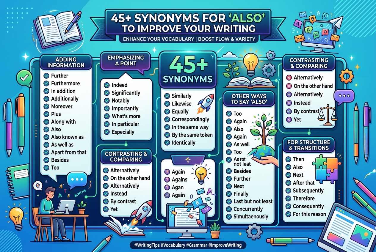 synonyms for also