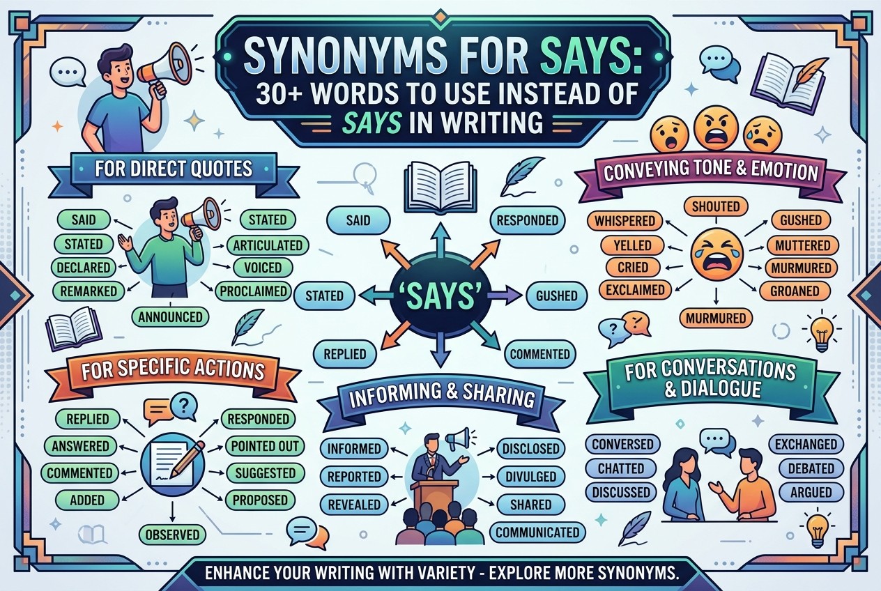 Synonyms for Says: 30+ Words to Use Instead of Says in Writing